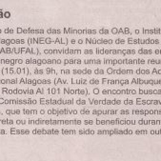 Coluna "Axé" do Jornal Tribuna Independente (AL) de 13 de Janeiro de 2015.